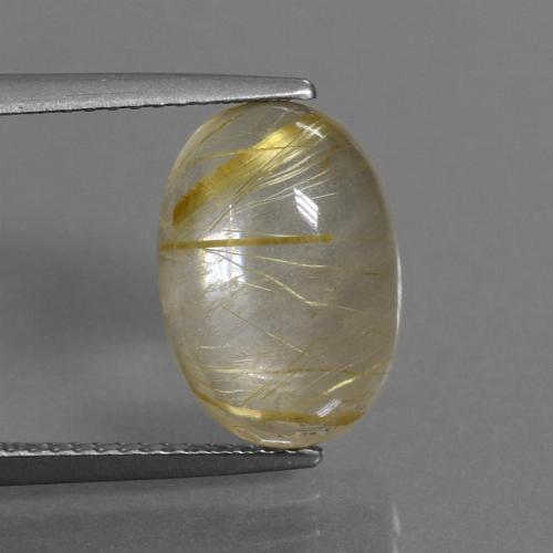 Very Light Golden-Brown Rutile Quartz Gem - 5.2ct Oval Cabochon (ID: 446749)