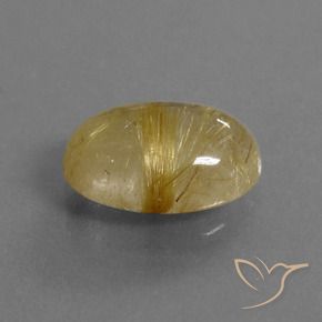 4.68 ct Golden Rutile Quartz Stone, Natural Rutile Quartz in Oval Cabochon Shape for Sale