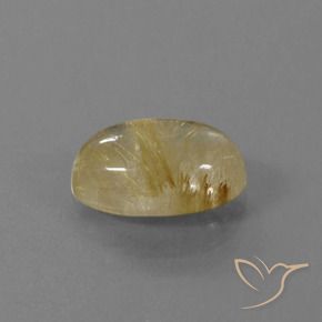 4.57 ct Golden Rutile Quartz Stone, Natural Rutile Quartz in Oval Cabochon Shape for Sale