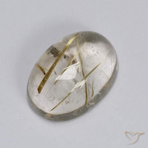 6.44 ct Brown Rutile Quartz Stone, Natural Rutile Quartz in Oval Cabochon Shape for Sale