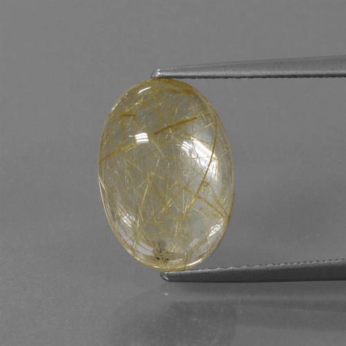 Quartz Rutile Doré oval cabochon 12,9 x 9,1mm de l'Inde, poids de 4,13 ct, pierre gemme naturelle Non traité de pureté Transparent, 1 pièce Quartz Rutile, couleur : Marron doré très clair, dureté de Mohs de 7 convient aux bijoux de tous les jours, pierre de sagesse, Photo A
