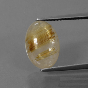 Very Light Golden-Brown Rutile Quartz Gem - 4.5ct Oval Cabochon (ID: 446761)