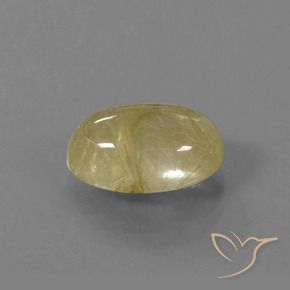 5.06 ct Yellow Rutile Quartz Stone, Natural Rutile Quartz in Oval Cabochon Shape for Sale