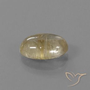 4.36 ct Golden Rutile Quartz Stone, Natural Rutile Quartz in Oval Cabochon Shape for Sale