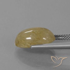 Rutile Quartz Gemstone in 14 x 10 mm (calibrated) Size for Sale, Rutile Quartz Stone in Dijon Yellow Color