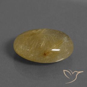 16.12 ct Yellow Rutile Quartz Stone, Natural Rutile Quartz in Oval Cabochon Shape for Sale