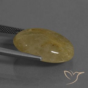 Rutile Quartz Gemstone in 20.1 x 14.3 mm Size for Sale, Rutile Quartz Stone in Medium Yellow Color