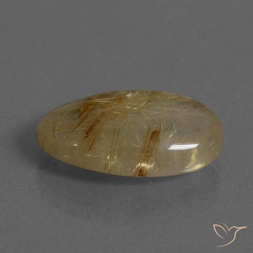 8.23 ct Golden Rutile Quartz Stone, Natural Rutile Quartz in Oval Cabochon Shape for Sale
