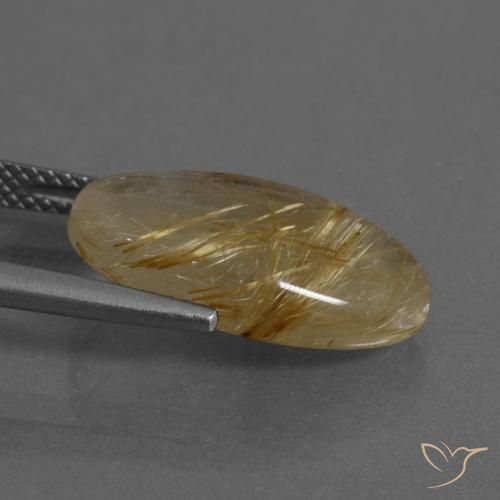 Rutile Quartz Gemstone in 18.4 x 10.3 mm Size for Sale, Rutile Quartz Stone in Very Light Golden-Brown Color