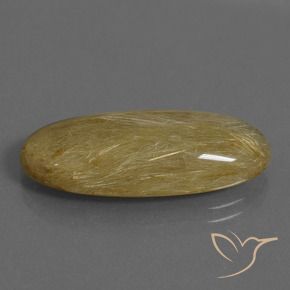 12.34 ct Yellow Rutile Quartz Stone, Natural Rutile Quartz in Oval Cabochon Shape for Sale