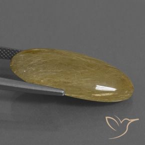 Rutile Quartz Gemstone in 25.2 x 11.6 mm Size for Sale, Rutile Quartz Stone in Medium Yellow Color