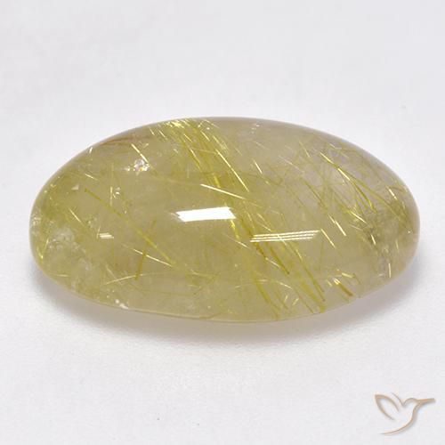 Rutile Quartz Gemstone in 20.6 x 13 mm Size for Sale, Rutile Quartz Stone in Light Earthy Yellow Color