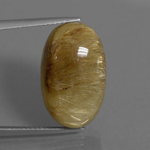 Very Light Golden-Brown Rutile Quartz Gem - 16.4ct Oval Cabochon (ID: 448644)
