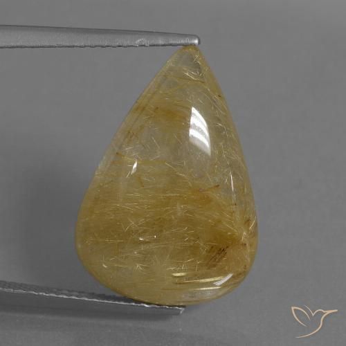 14.48ct Natural Medium Yellow Rutile Quartz, Pear Shape, Translucent