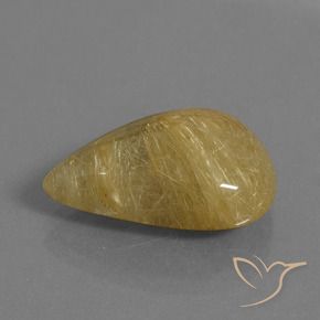 14.48 ct Yellow Rutile Quartz Stone, Natural Rutile Quartz in Pear Cabochon Shape for Sale
