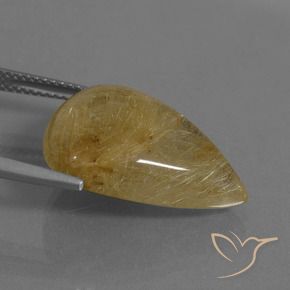 Rutile Quartz Gemstone in 21.1 x 14.6 mm Size for Sale, Rutile Quartz Stone in Medium Yellow Color