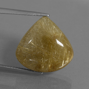 Very Light Golden-Brown Rutile Quartz Gem - 16.8ct Pear Cabochon (ID: 448648)