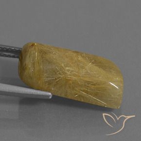 Rutile Quartz Gemstone in 18.4 x 9.1 mm Size for Sale, Rutile Quartz Stone in Dijon Yellow Color