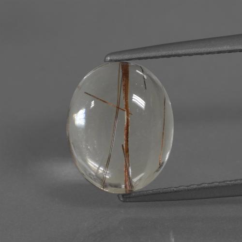 10.1 x 8.2mm Oval Brown Rutile Quartz from India, Weight of 2.82ct, Natural untreated Gemstone in Transparent Clarity, 1pc Oval Cabochon Rutile Quartz - Color: Warm Brown, Mohs Hardness of 7 suitable for daily wear jewelry, Photo A