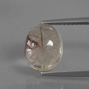 Clear with Copper Rutile Quartz Gem - 2.8ct Oval Cabochon (ID: 448665)