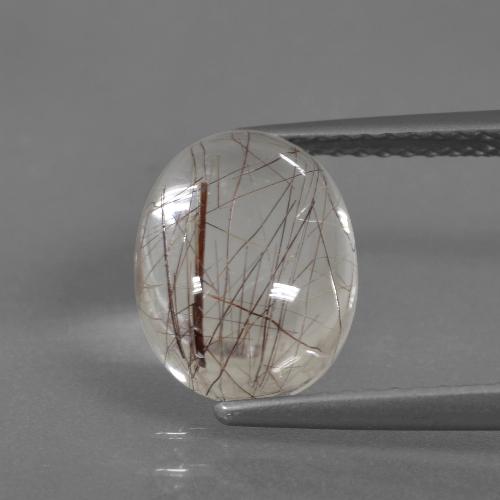 Clear with Copper Rutile Quartz Gem - 3.1ct Oval Cabochon (ID: 448668)