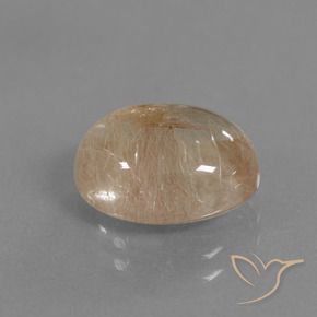3.95 ct Golden Rutile Quartz Stone, Natural Rutile Quartz in Oval Cabochon Shape for Sale