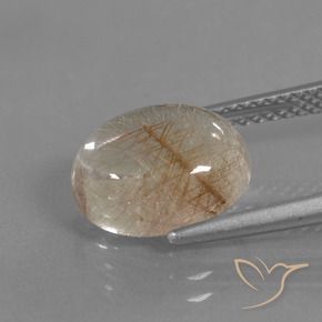 Rutile Quartz Gemstone in 11 x 9 mm (calibrated) Size for Sale, Rutile Quartz Stone in Clear and Gold-Bronze Color