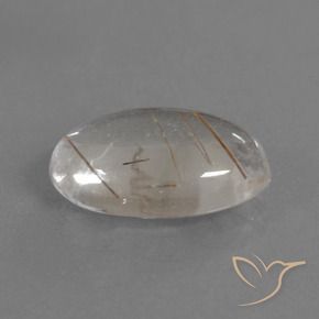 3.45 ct White Rutile Quartz Stone, Natural Rutile Quartz in Oval Cabochon Shape for Sale