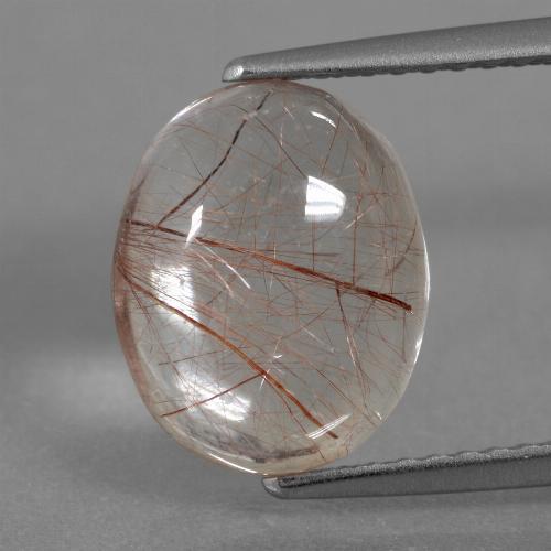 Clear with Copper Rutilquarz Edelstein - 3.8ct Oval Cabochon (ID: 448693)