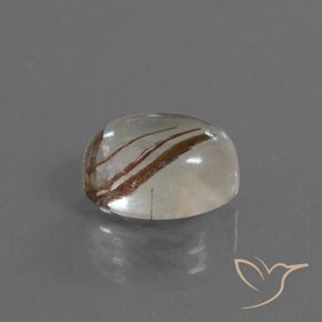 3.48 ct White Rutile Quartz Stone, Natural Rutile Quartz in Oval Cabochon Shape for Sale