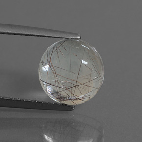 Clear with Copper Rutile Quartz Gem - 3.4ct Round Cabochon (ID: 448714)