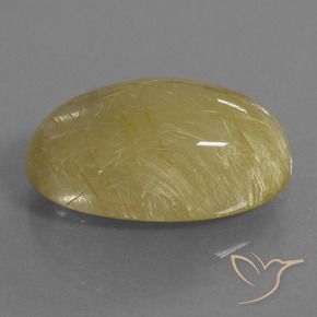 20.70 ct Yellow Rutile Quartz Stone, Natural Rutile Quartz in Oval Cabochon Shape for Sale