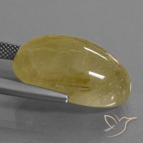Rutile Quartz Gemstone in 21.9 x 13.3 mm Size for Sale, Rutile Quartz Stone in Medium Yellow Color