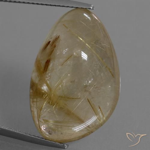 Very Light Golden-Brown Rutile Quartz Gem - 23.6ct Fancy Cabochon (ID: 448736)