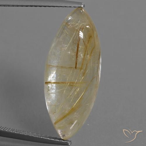 14.68ct Natural Very Light Golden-Brown Rutile Quartz, Marquise, Transparent