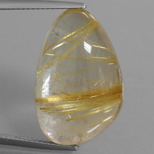 Earthy Yellow Rutile Quartz Gem - 22.9ct Fancy Cabochon (ID: 448740)