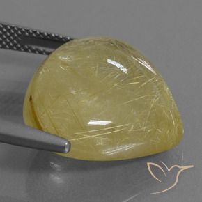 Rutile Quartz Gemstone in 19.3 x 17.4 mm Size for Sale, Rutile Quartz Stone in Warm Yellow Color