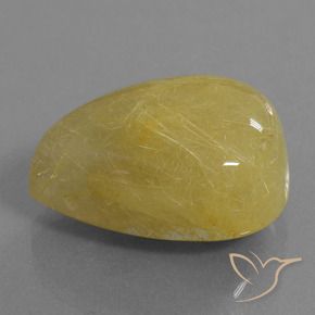 24.90 ct Yellow Rutile Quartz Stone, Natural Rutile Quartz in Pear Cabochon Shape for Sale