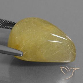 Rutile Quartz Gemstone in 21.3 x 16.7 mm Size for Sale, Rutile Quartz Stone in Light Yellow Color