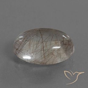 8.10 ct White Rutile Quartz Stone, Natural Rutile Quartz in Oval Cabochon Shape for Sale