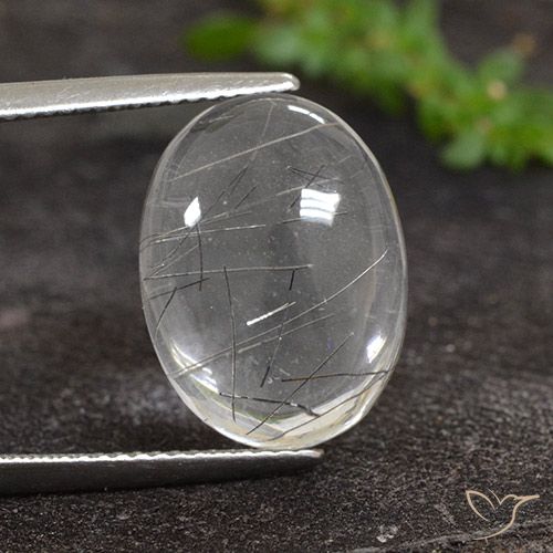 8.50ct Natural Clear with Black Rutile Quartz, Oval, Transparent