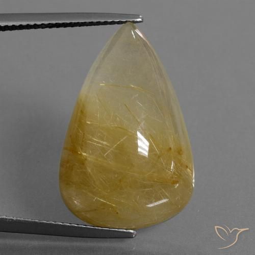 22.73 ct Pear Rutile Quartz, 24.4 x 15.7 mm From India, Photo A