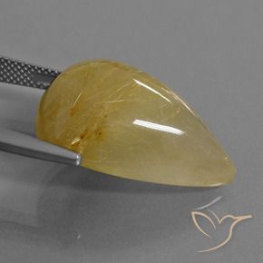 Rutile Quartz Gemstone in 24.4 x 15.7 mm Size for Sale, Rutile Quartz Stone in Earthy Yellow Color