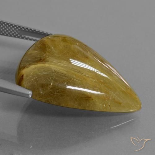 Rutile Quartz Gemstone in 25.6 x 21.7 mm Size for Sale, Rutile Quartz Stone in Earthy Yellow Color