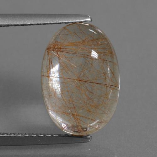 Very Light Brown Rutile Quartz Gem - 5.8ct Oval Cabochon (ID: 448858)