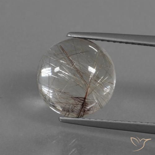 Light Brown Rutile Quartz Gem - 5.1ct Round Cabochon (ID: 448909)