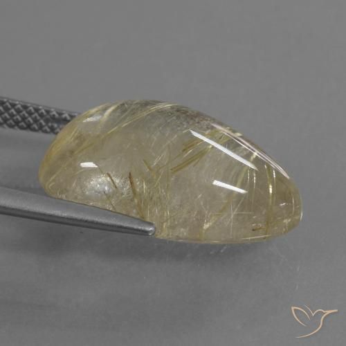Rutile Quartz Gemstone in 18 x 13 mm (calibrated) Size for Sale, Rutile Quartz Stone in Light Yellow Color