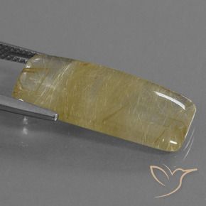 Rutile Quartz Gemstone in 23.9 x 11.2 mm Size for Sale, Rutile Quartz Stone in Light Yellow Color