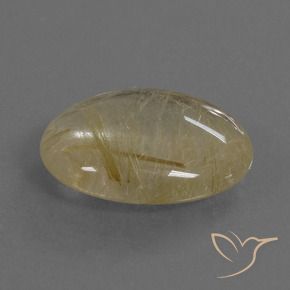 10.36 ct Yellow Rutile Quartz Stone, Natural Rutile Quartz in Oval Cabochon Shape for Sale