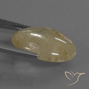 Rutile Quartz Gemstone in 18 x 14.8 mm Size for Sale, Rutile Quartz Stone in Light Yellow Color